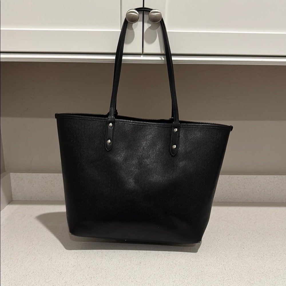Coach Blue and Black Floral Tote - Picture 5 of 8